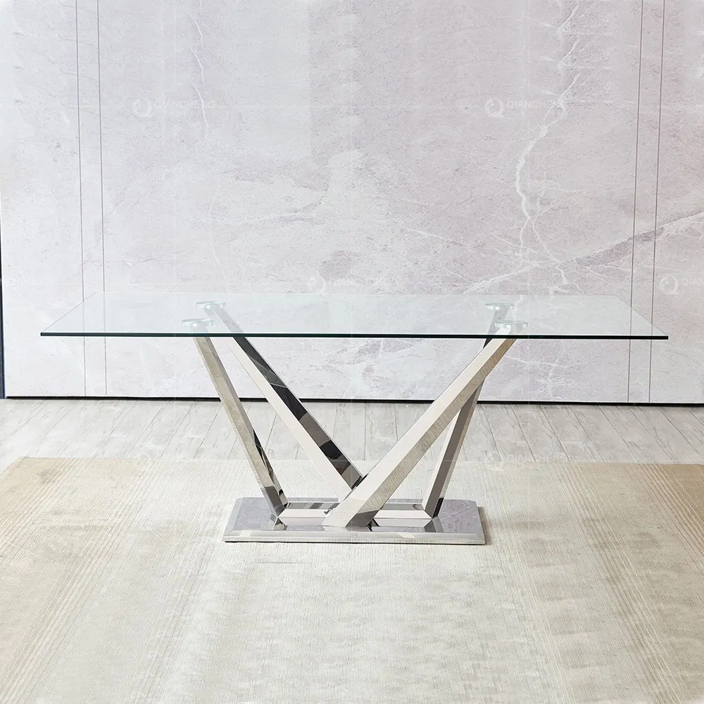 Hotel Dining Room Furniture Modern Stainless Steel White Dining Table Set