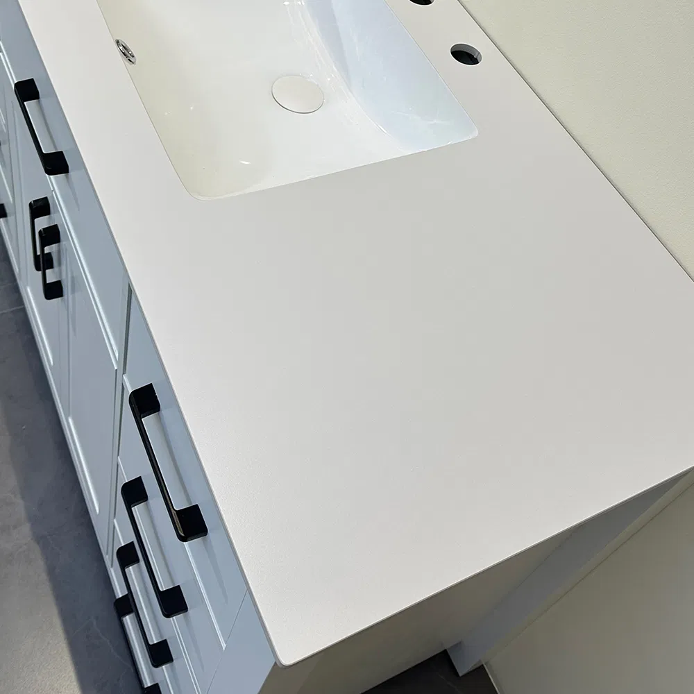 European Style Bathroom Vanity with Bathroom Cabinet Sintered Stone Seamless Ceramic Basin