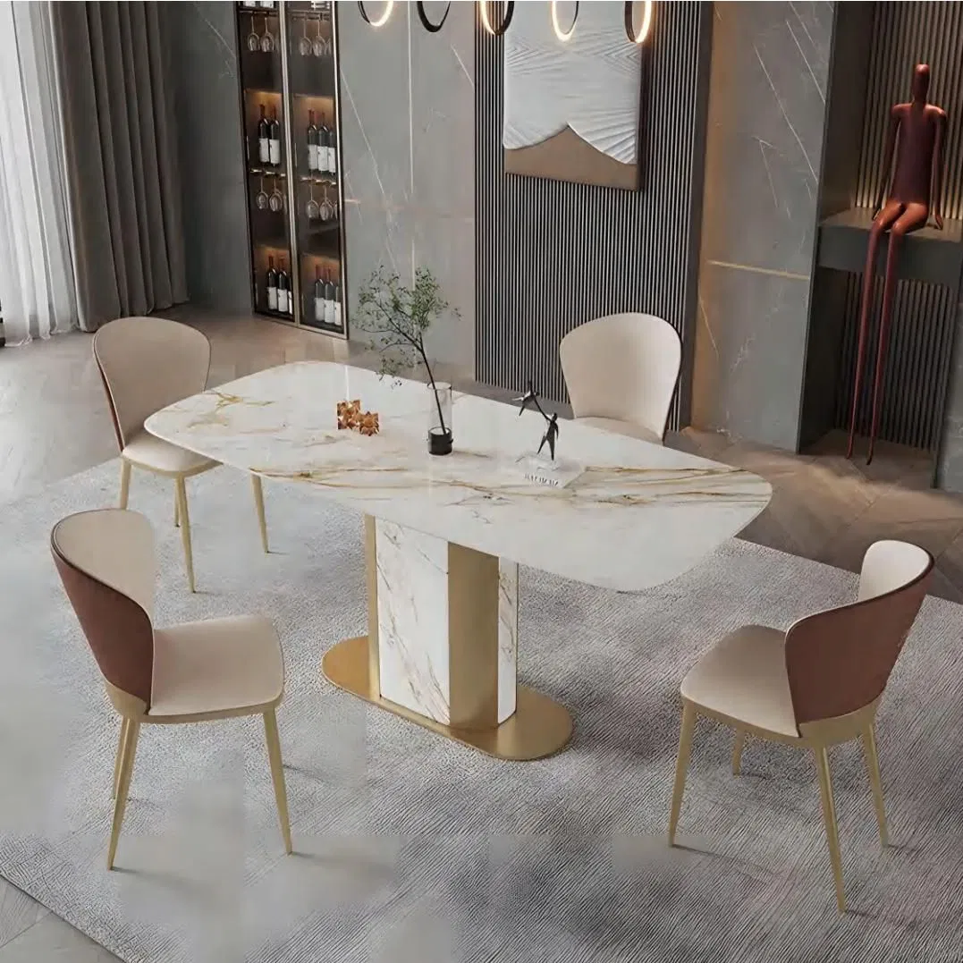 Premium Marble Dining Room Furniture with 8 Chair Set