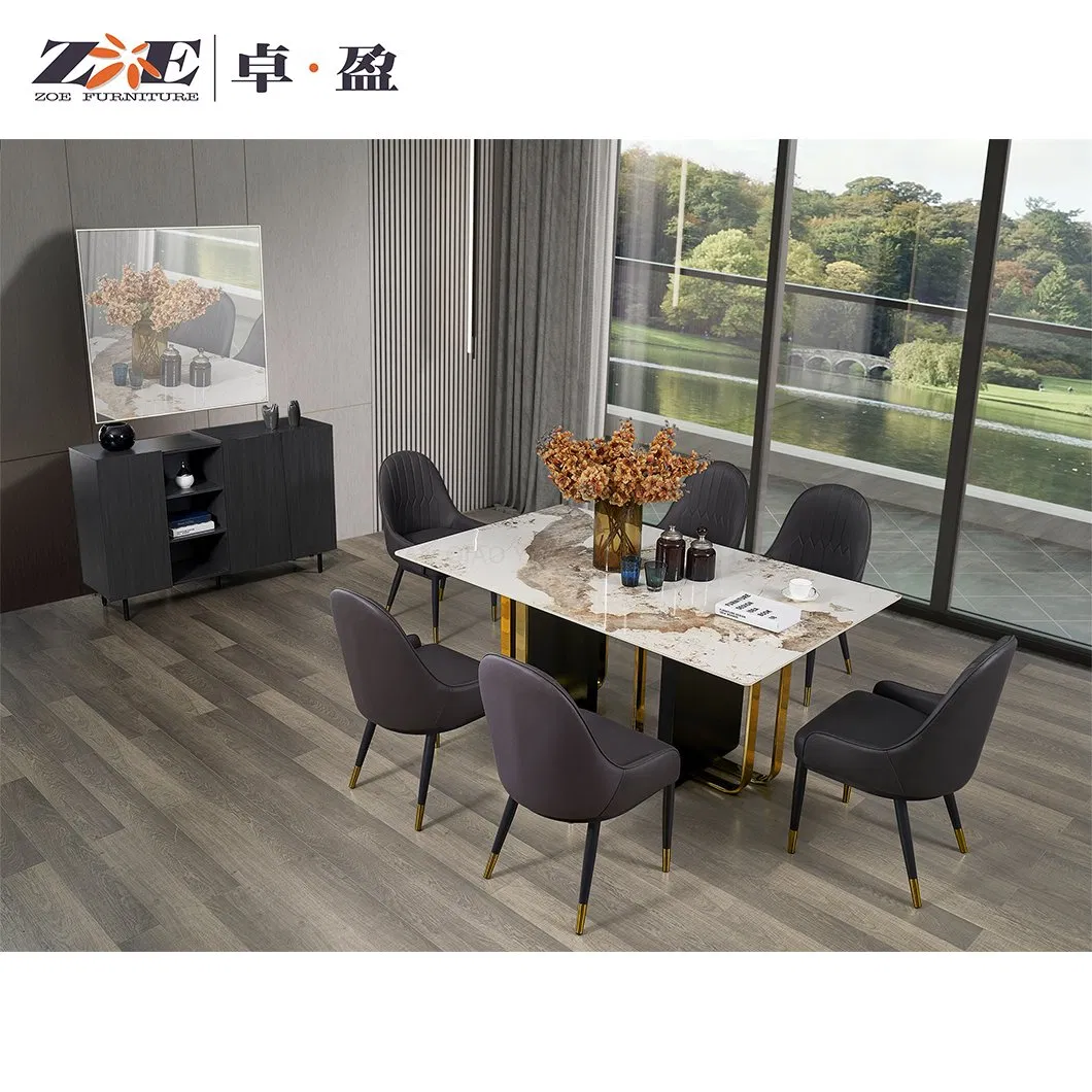 Wholesale Home Furniture Dining Room Stone Top Dining Table Set