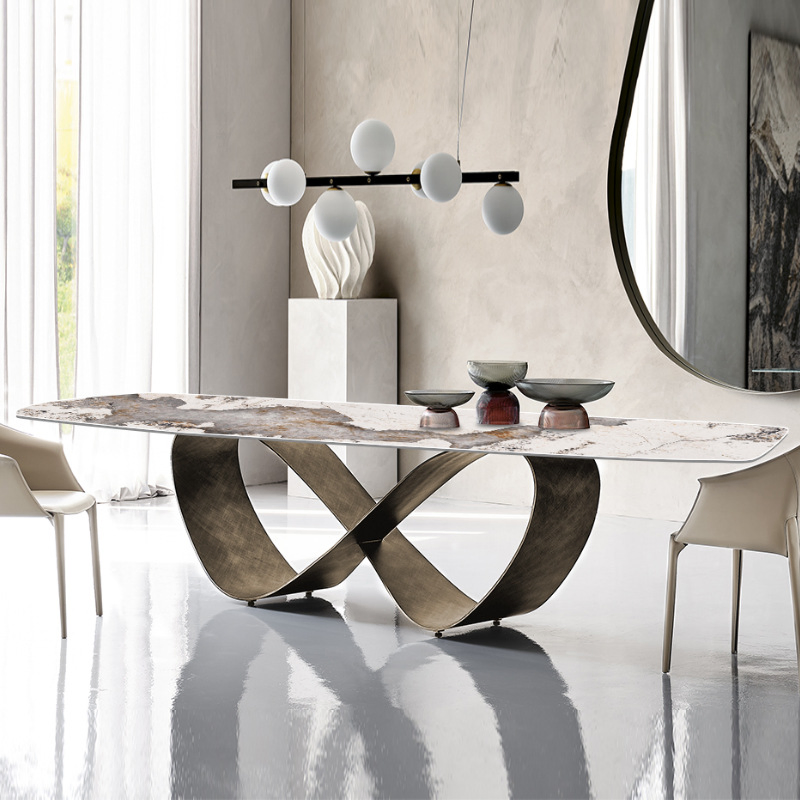 Italian Dinner Dining Table and Chairs 6 Luxury Dining Chairs Marble Dining Room Furniture Table Set