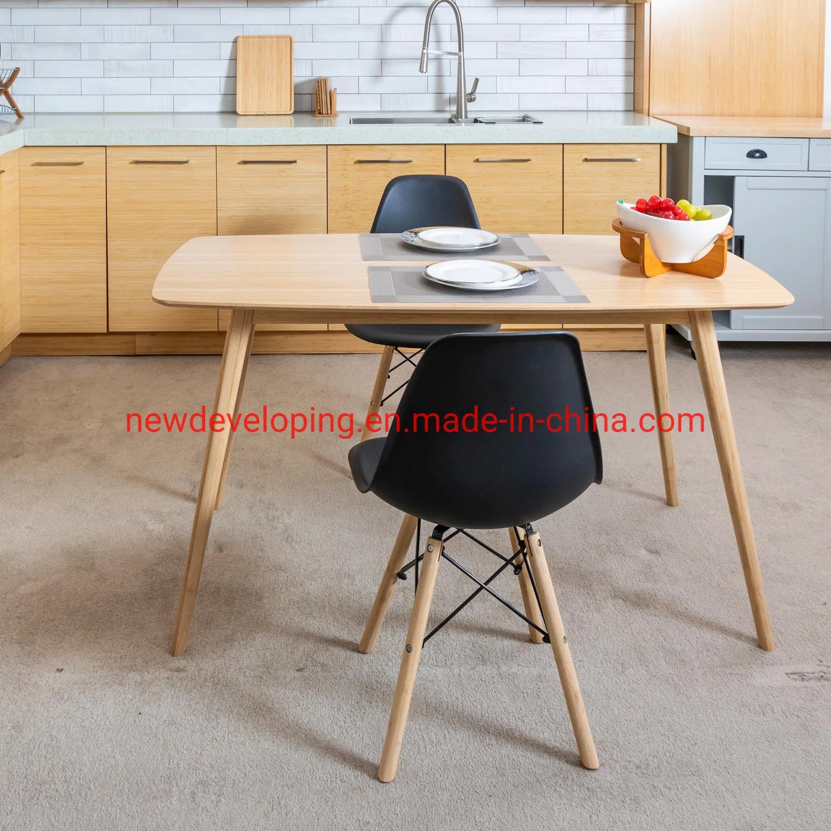 Simple Bamboo Board /Bamboo Panel Dining Table Set/ Dining Room Set for Kitchen, Restaurant Furniture