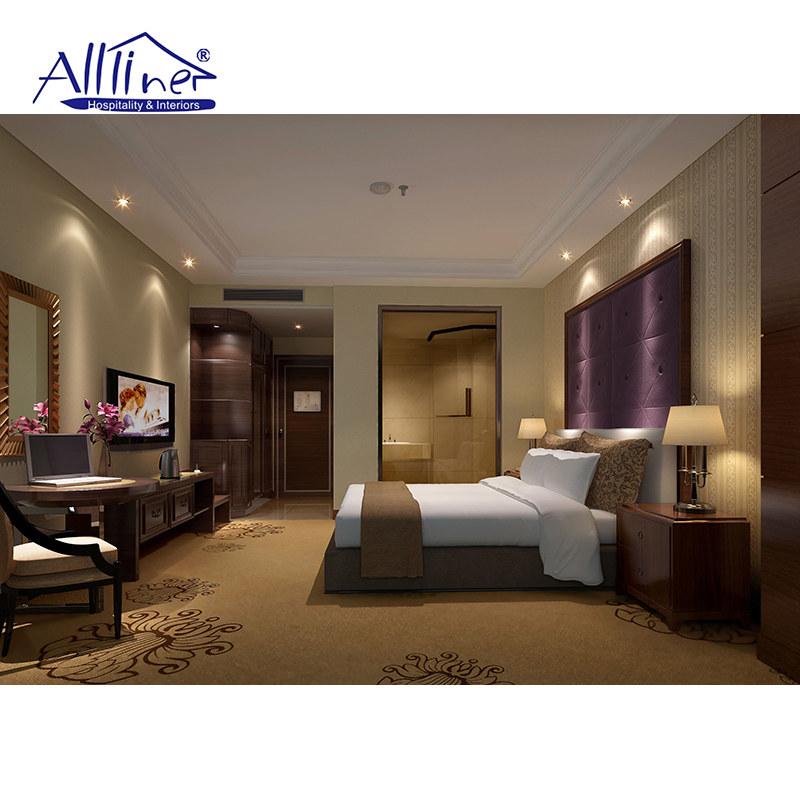 Modern High End 5 Star Hotel Contract Furniture Luxury Villa Apartment King Size Leather Bed Bedroom Set