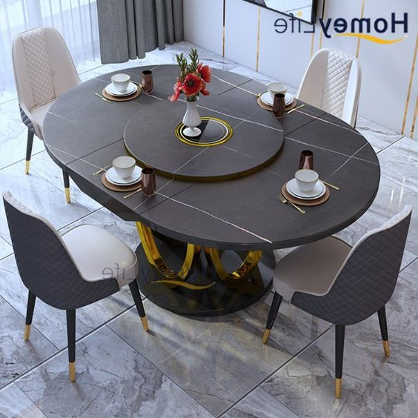 Black Glass Banquet Dining Table and Chairs Set Ceramic for Dining Room