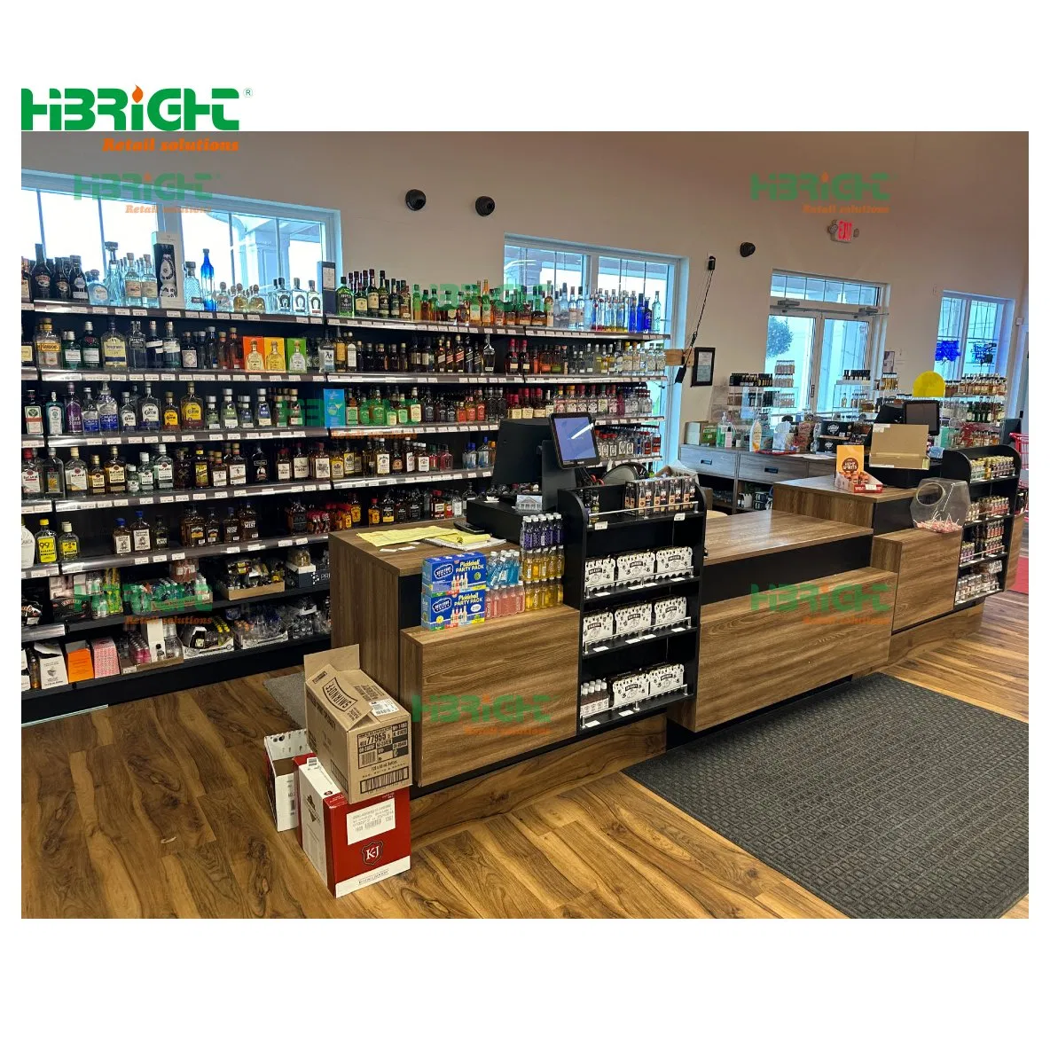 Highbright Commercial Layout Design 3D Retail Solution Gondola Shelves for Liquor Store