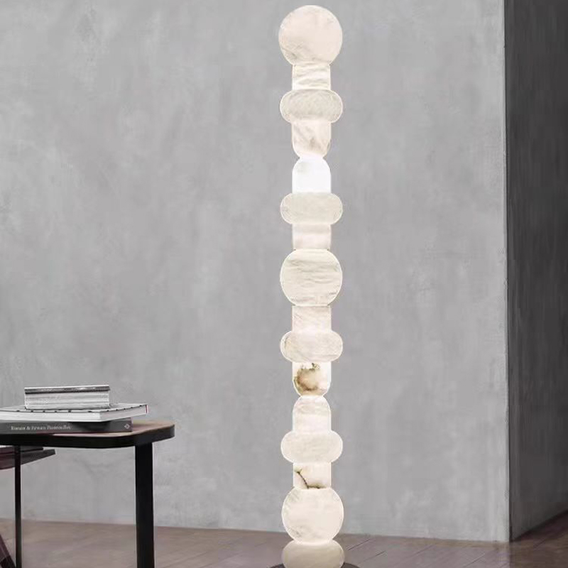 Spanish Natural Marble Floor Lamp Senior Living Room Decoration Vertical Lamp