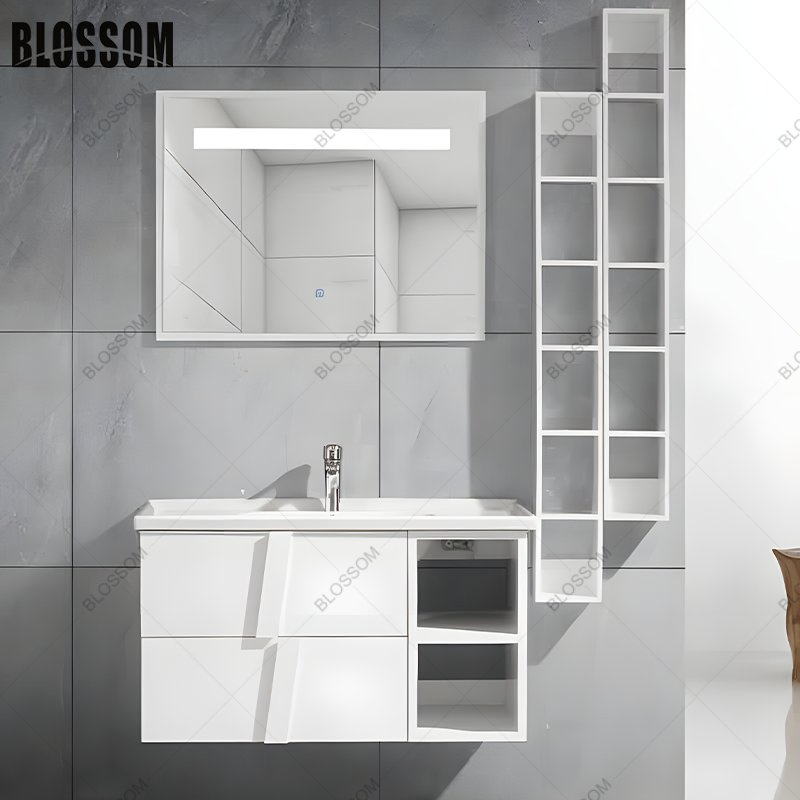 Modern Luxury Bathroom Sanitary Ware PVC Single Sink Vanity Cabinet Unit Sets