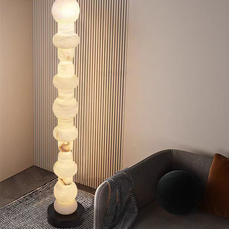 Spanish Natural Marble Floor Lamp Senior Living Room Decoration Vertical Lamp
