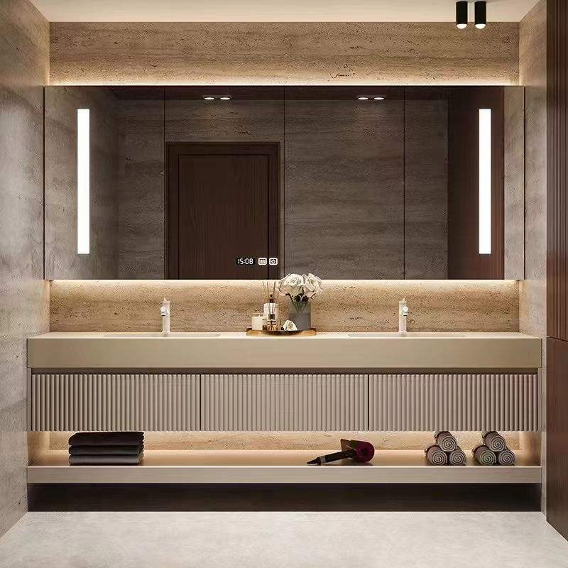 Olife Banos Luxury Solid Wood Plywood Bathroom Drawer Storage Vanity Wall Mounted Popular Hotel Bathroom Vanity with Sink