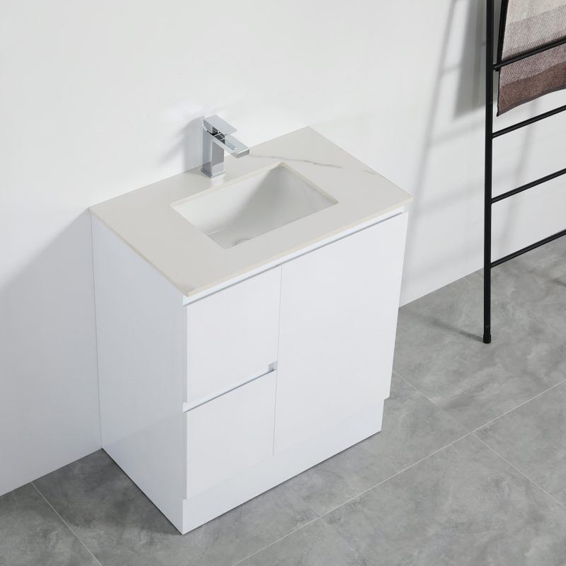 100% Waterproof PVC Freestanding Bathroom Vanity with One Door and Two Drawers
