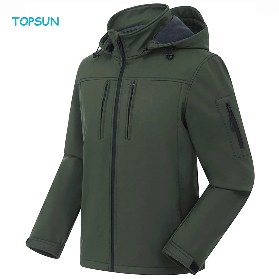 Men Softshell Style Winter Sport Waterproof Windproof Fashion Outdoor Jacket with Removable Hood