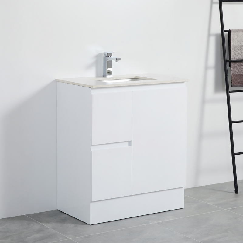 100% Waterproof PVC Freestanding Bathroom Vanity with One Door and Two Drawers
