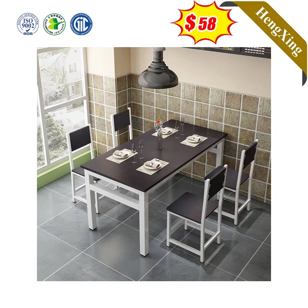 Chinese Design Furniture Iron White Tables 4 Chairs Geometric Leg Dining Room Furniture Sets