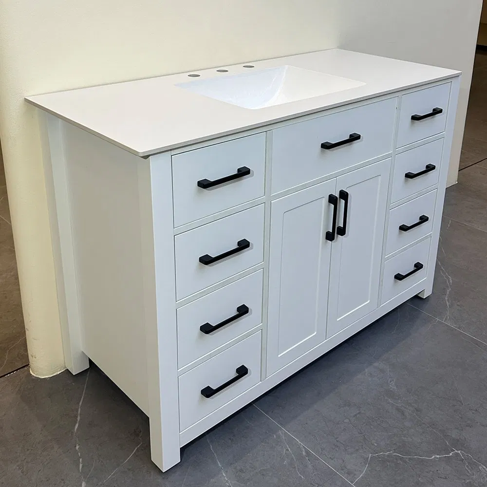 European Style Bathroom Vanity with Bathroom Cabinet Sintered Stone Seamless Ceramic Basin