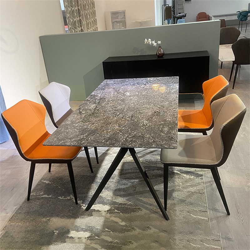 Nordic Style Low Price Marble Top Panel Tables and Velvet Chairs Dinning Room Furniture Dining Tables Set