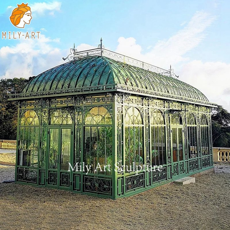 Garden Hotel Park Ornamental Outdoor Large Wrought Iron Gazebo Greenhouse for Sale