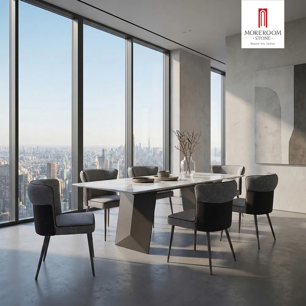 Modern White Marble Dining Table Set for 6, Luxury Rectangular Kitchen Table with Gold Legs for Dining Room