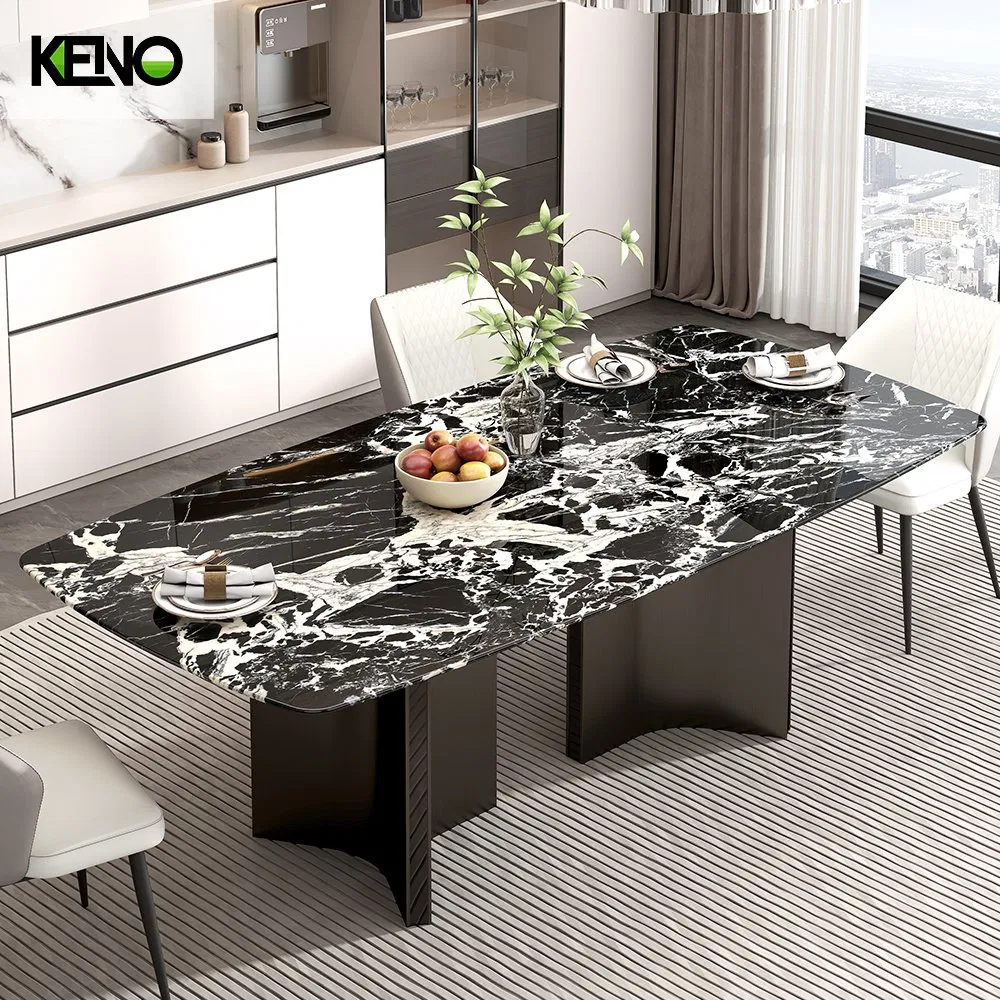 Luxury Foshan Round Rectangle Coffee Marble Home Custom Dining Room Table Set