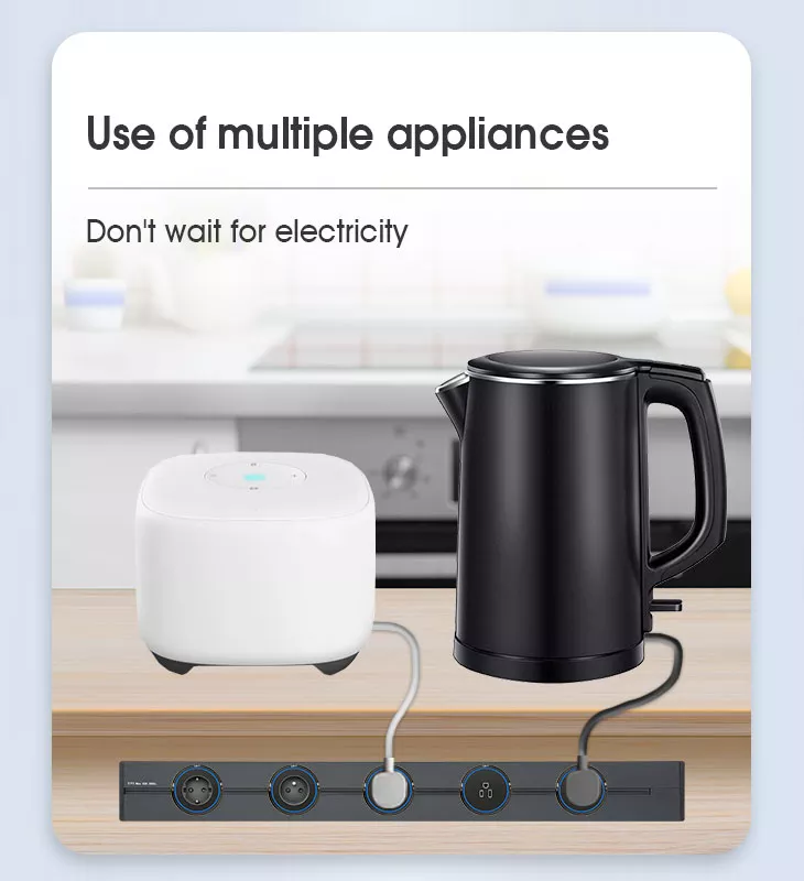 Electrical Removable Rail Track Power Strip Multi Universal Outlets Smart Plug Mountable Socket For Kitchen Island Office Desk