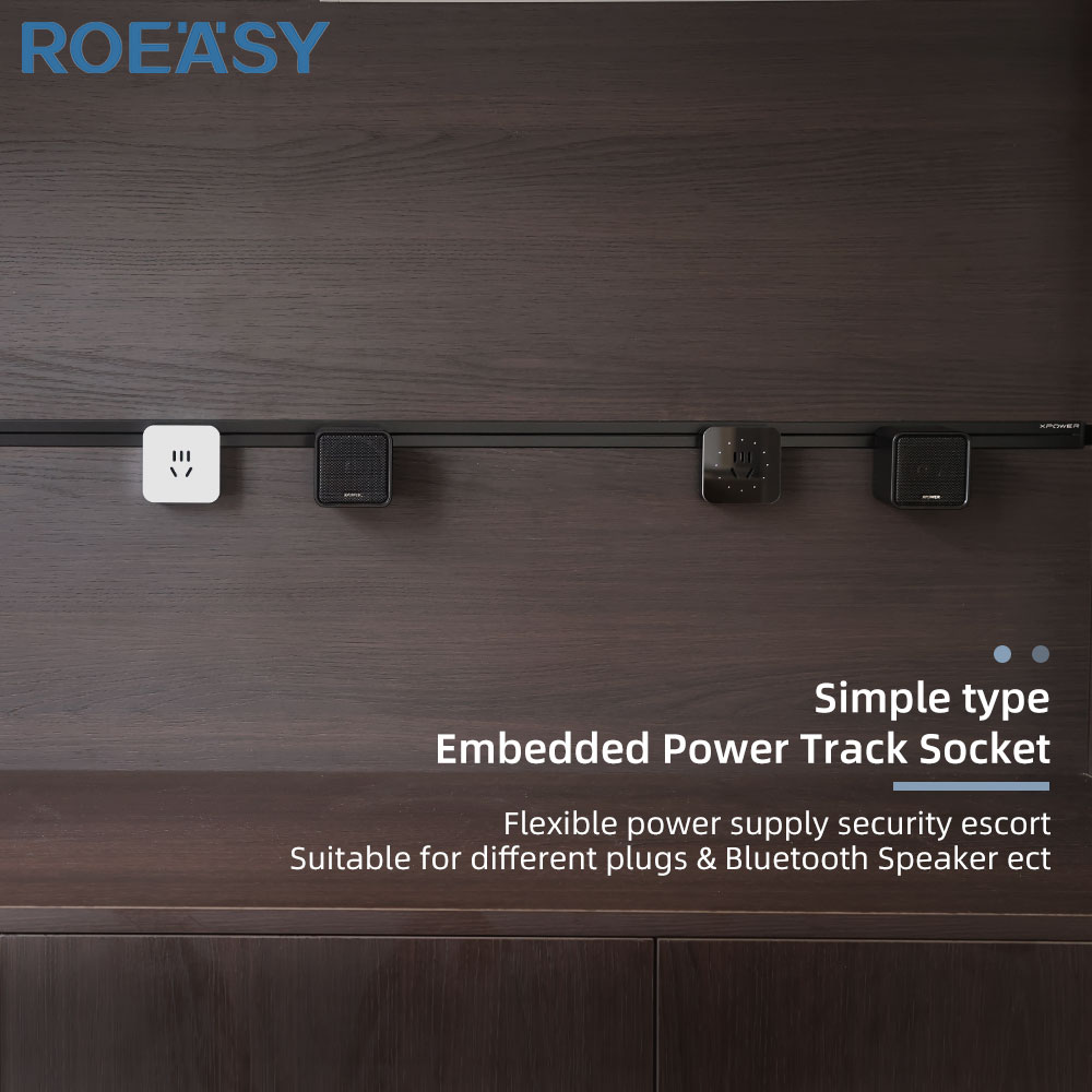 ROEASY Desktop Track Power Movable Socket Office Tabletop Smart Hidden Rail Track Outlet Multi Track Electrical Power Socket