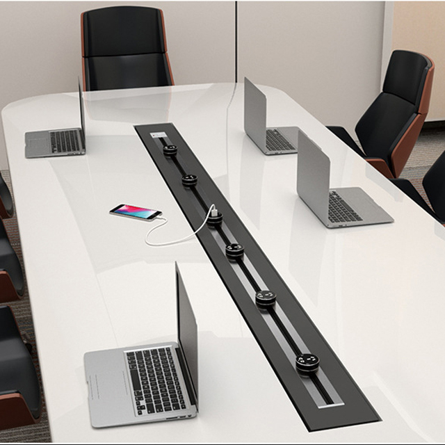 Smart Office Desk Power Track Embedded System Electric Socket Outlet Power Track Socket Tabletop Socket CE Power Trail 5V 2.1A