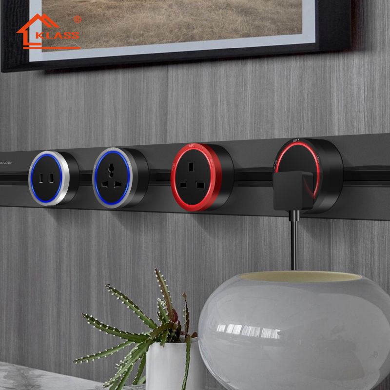 Hidden In-Tabletop Electric Socket Track Sliding Hidden Removable Wall Sockets for Kitchen Furniture Outtable Power Desk Outlet