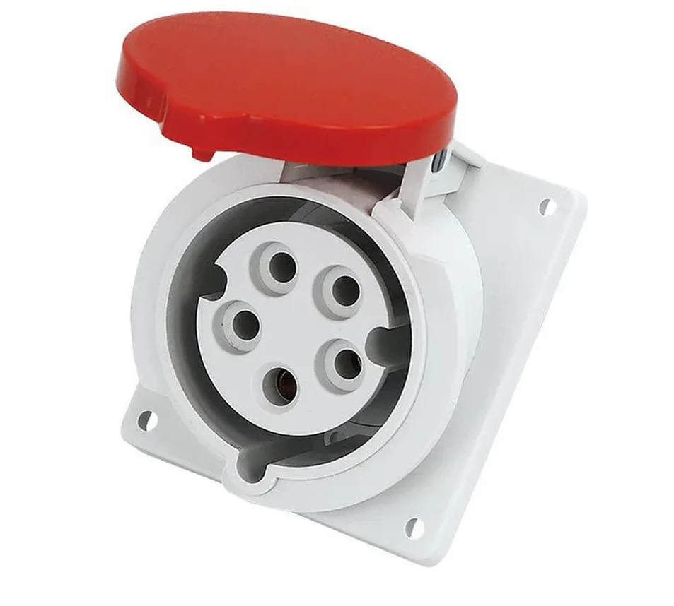 Flush-Mounted Straight Socket for Robust Industrial Power Solutions