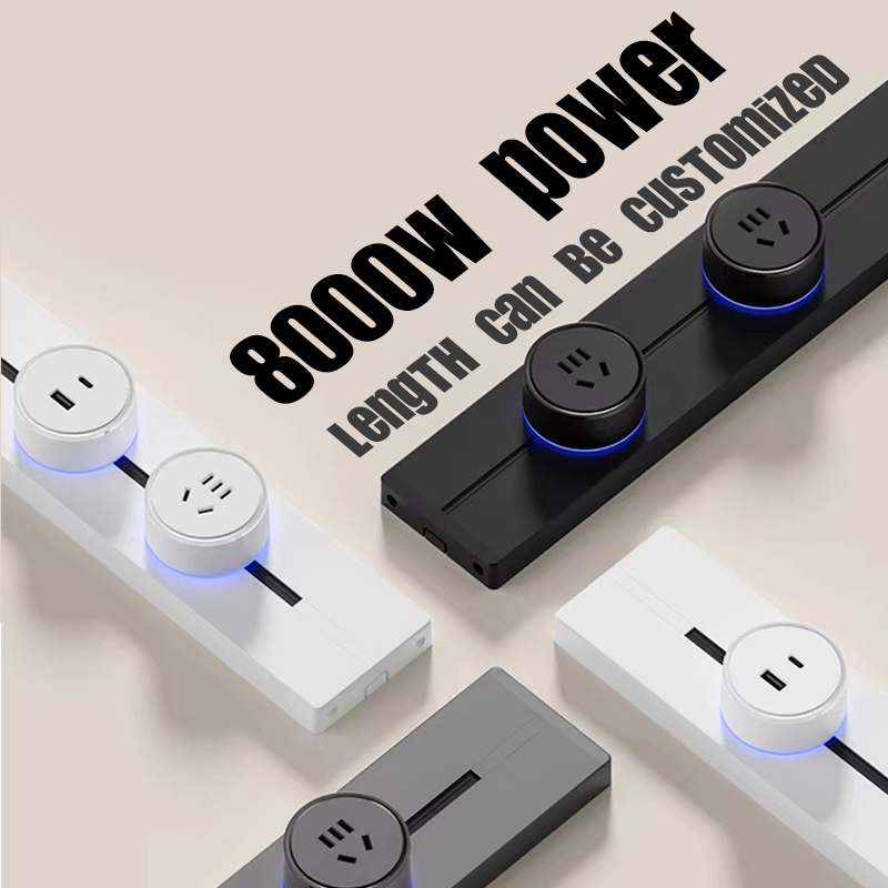 Euro Style Electrical Outlet Removable Adjustable Track Socket USB Wall Power Track Socket Rail for Office Kitchen