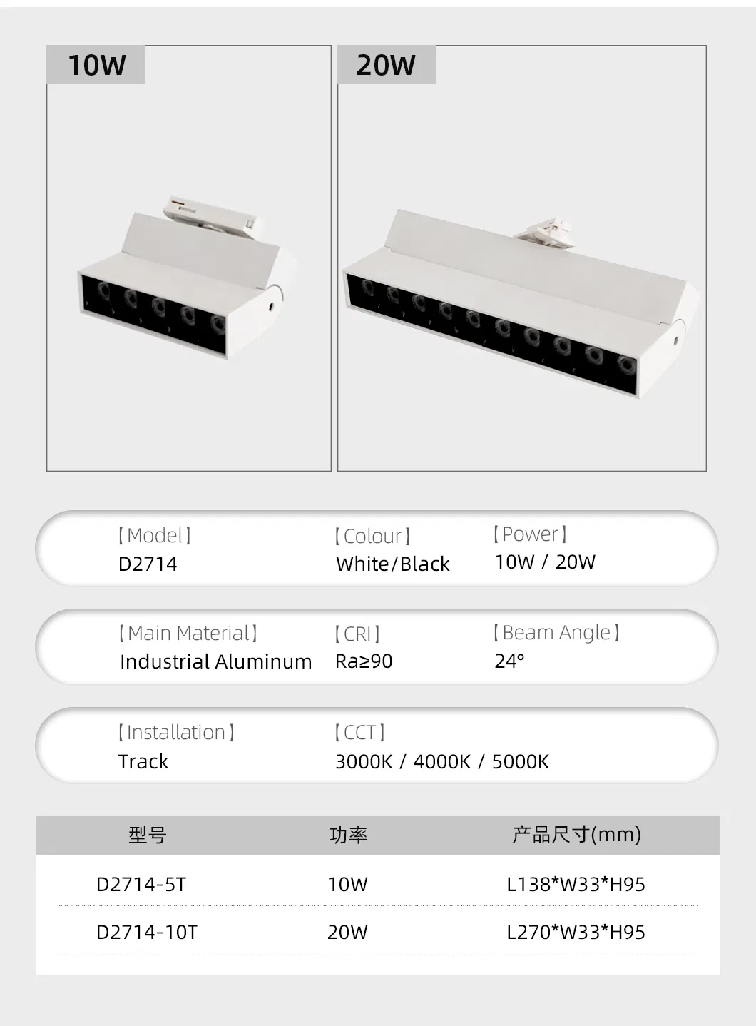 Modern Foldable Recessed Mounted Aluminum Grille Light Track Lighting