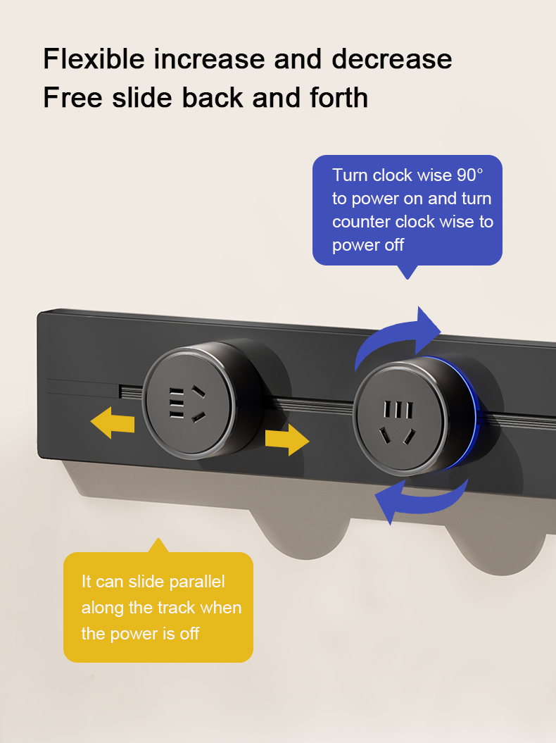 Heavy Duty Aluminum High Quality Wall Track Socket Embedded EU UK US Movable Modular Power Track