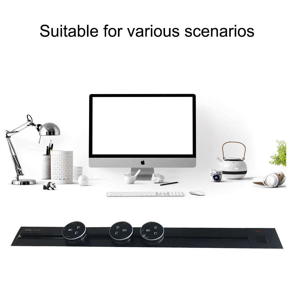 Track Socket Embedded Orbital EU Movable Modular Power Rail Plug System Desktop Electrical Outlet Panel