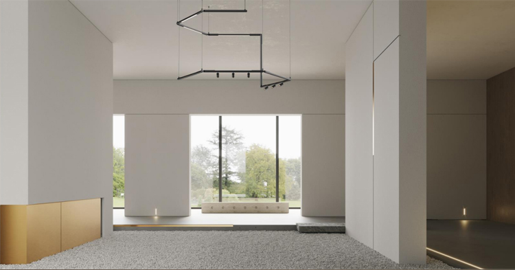 Nordic Minimalist Linear Pendant Track Light Simple Design Black Tube LED Indoor Use for High Ceiling House Staircase or Villa