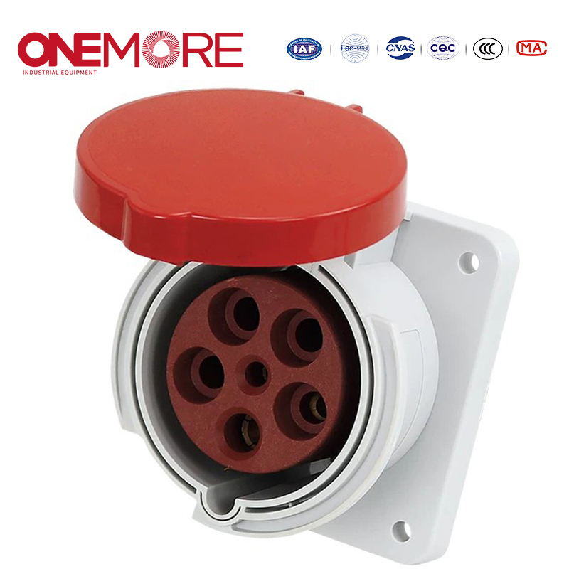 Industrial Power Socket Flush-Mounted Straight Socket with CE Certification