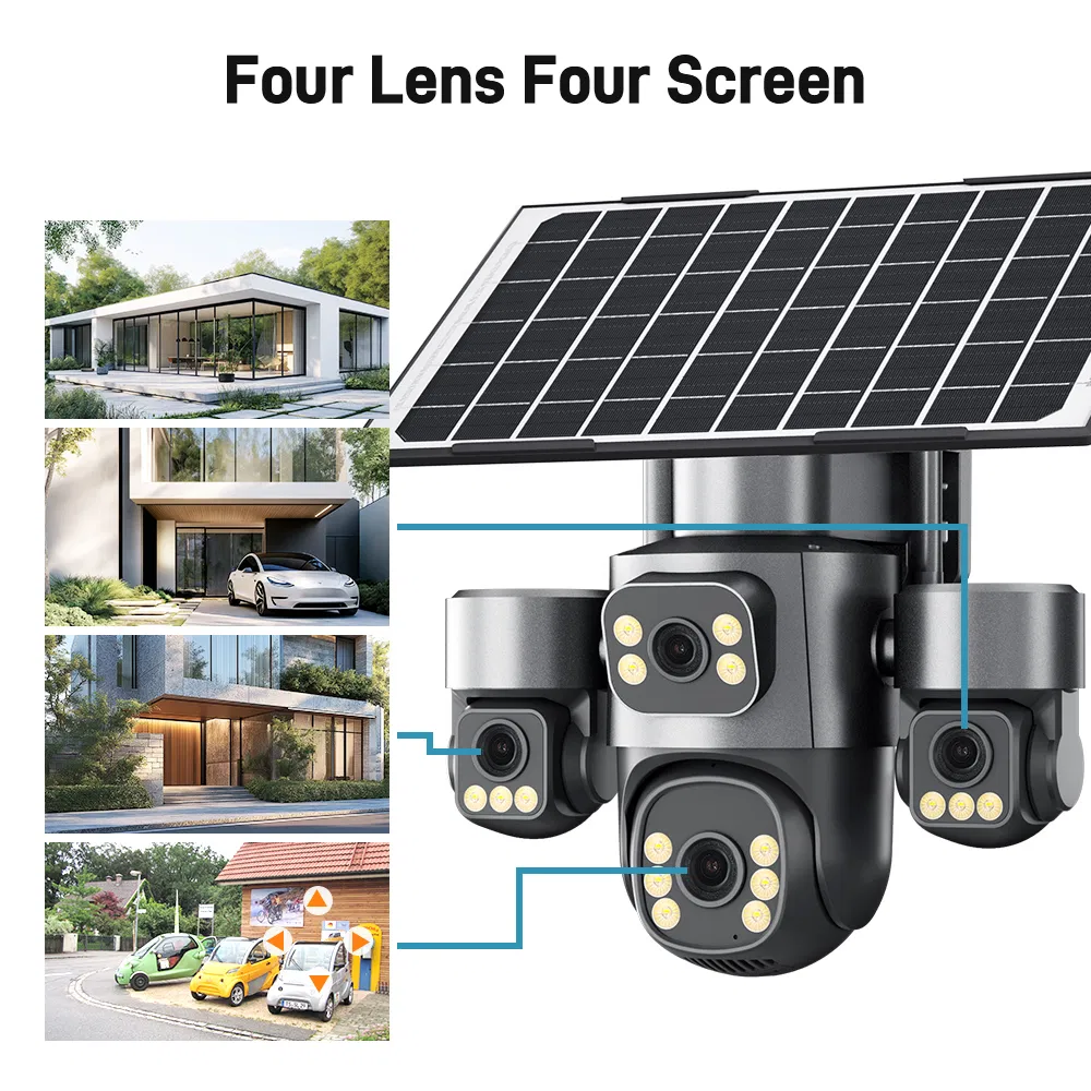16MP Solar 4G Security Camera with Three Lens & 24/7 Recording