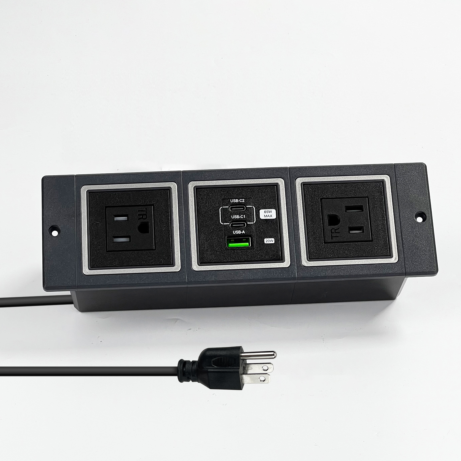 Office Sofa Cabinet Hidden Mounted Desk USB Socket For Furniture 20W PD 2 USB-C In Desk Recessed Power Strip