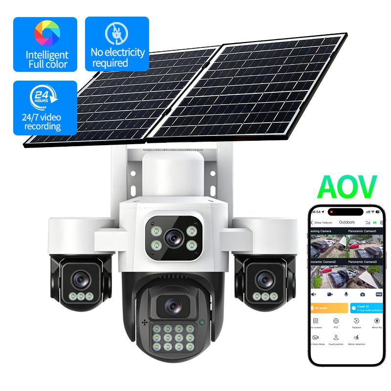 4-Channel Low-Power Solar-Powered 4G Pan-Tilt Rotating CCTV Camera