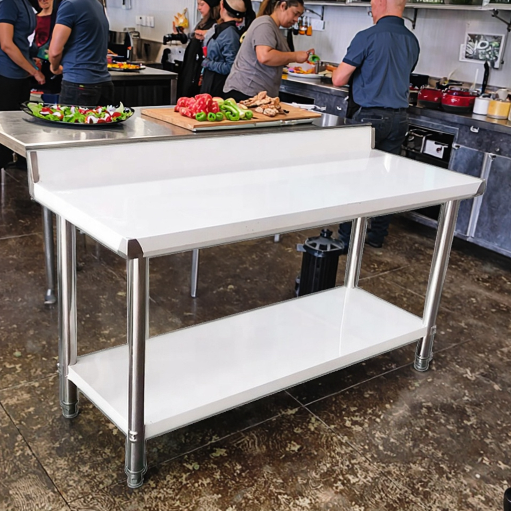 Wholesale Stainless Steel Two Tier Worktable Stainless Steel Restaurant Kitchen Sorting and Working with High Back Splash Board
