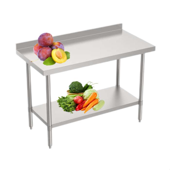 SUNMAX Kitchen Stainless Steel Pentagon Corner Working Table with Splashback Worktable Work Table
