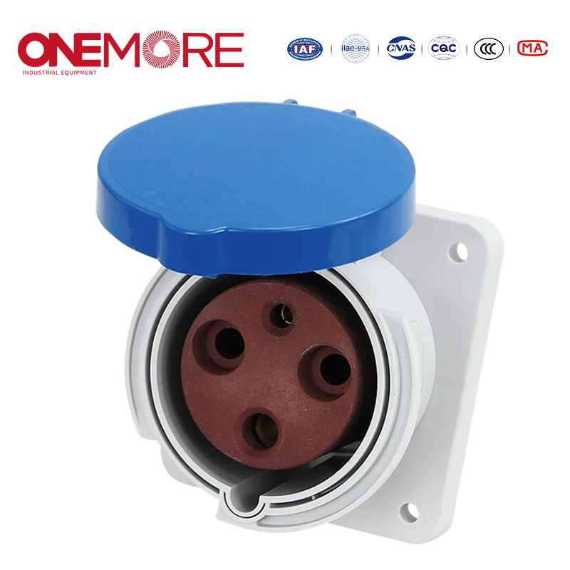 Flush-Mounted Straight Socket for Reliable Industrial Power Connections