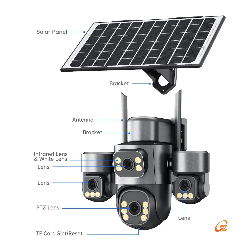 4G Solar PTZ Aov 2MP HD Outdoor Waterproof IP66 1080P Security Camera