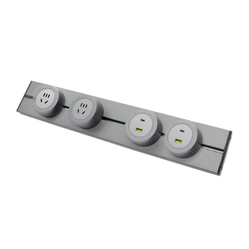 OEM Factory Price 1M Brass Industrial Power Track System 5 Adapters 32A 8000W Heavy Duty Electrical Rail Data Plug Socket