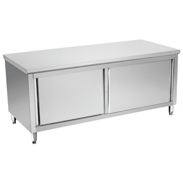 Professional Waterproof Commercial Kitchen Stainless Steel Cupboard Sliding Door With Back Splash Kitchen Cabinet