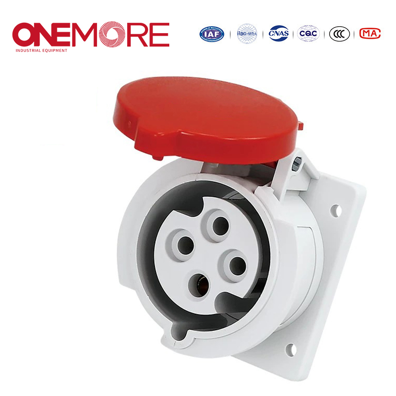 Durable Flush-Mounted Straight Socket for Industrial Power Applications