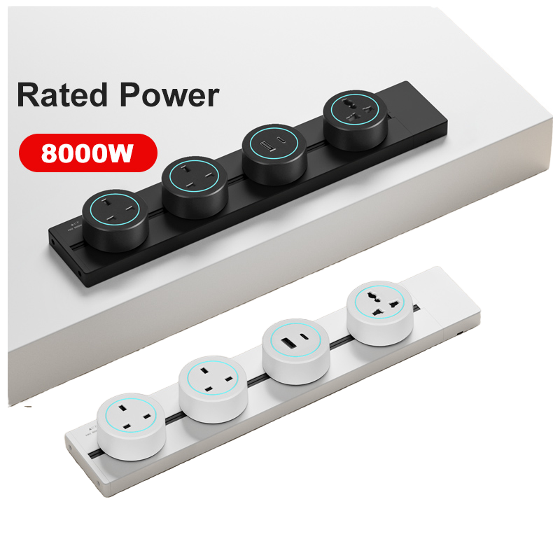 2025 32A Popular Waterproof Dustproof Wall-Mounted Rail Socket Plastic Furniture Kitchen Track with 2 USB a Output Ports