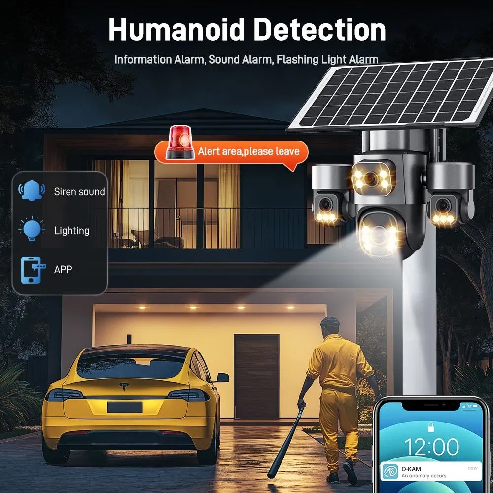16MP Solar 4G Security Camera with Three Lens &amp; 24/7 Recording