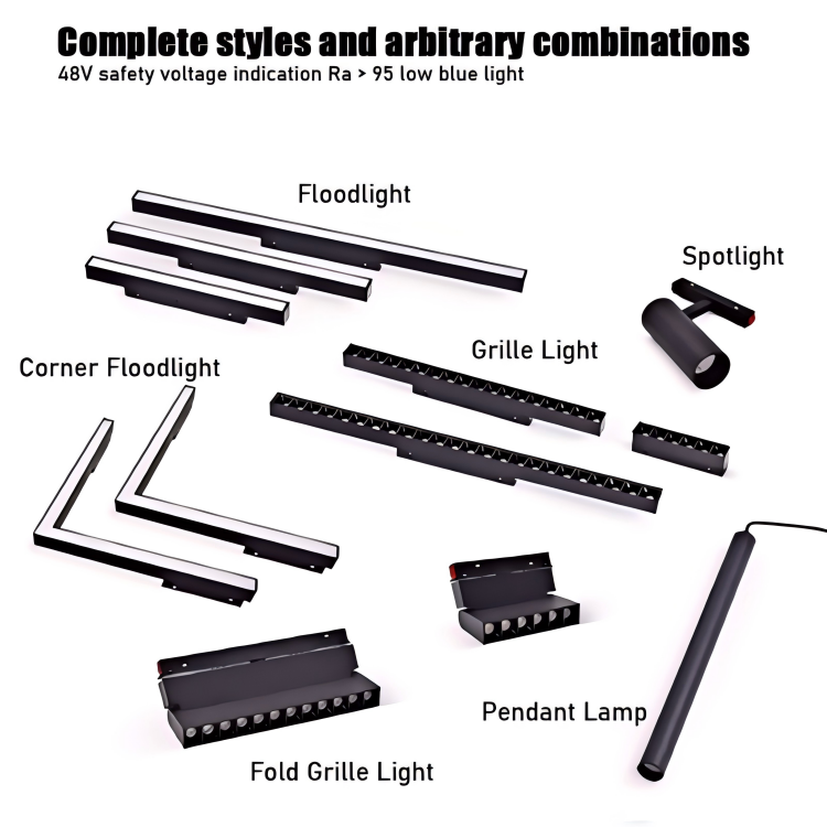 Modern Design 7W 12W 24W LED Magnetic Track Light Surface Suspended Embedded Stretch Ceiling Profile Aluminum 1M 1.5M 2M 3M