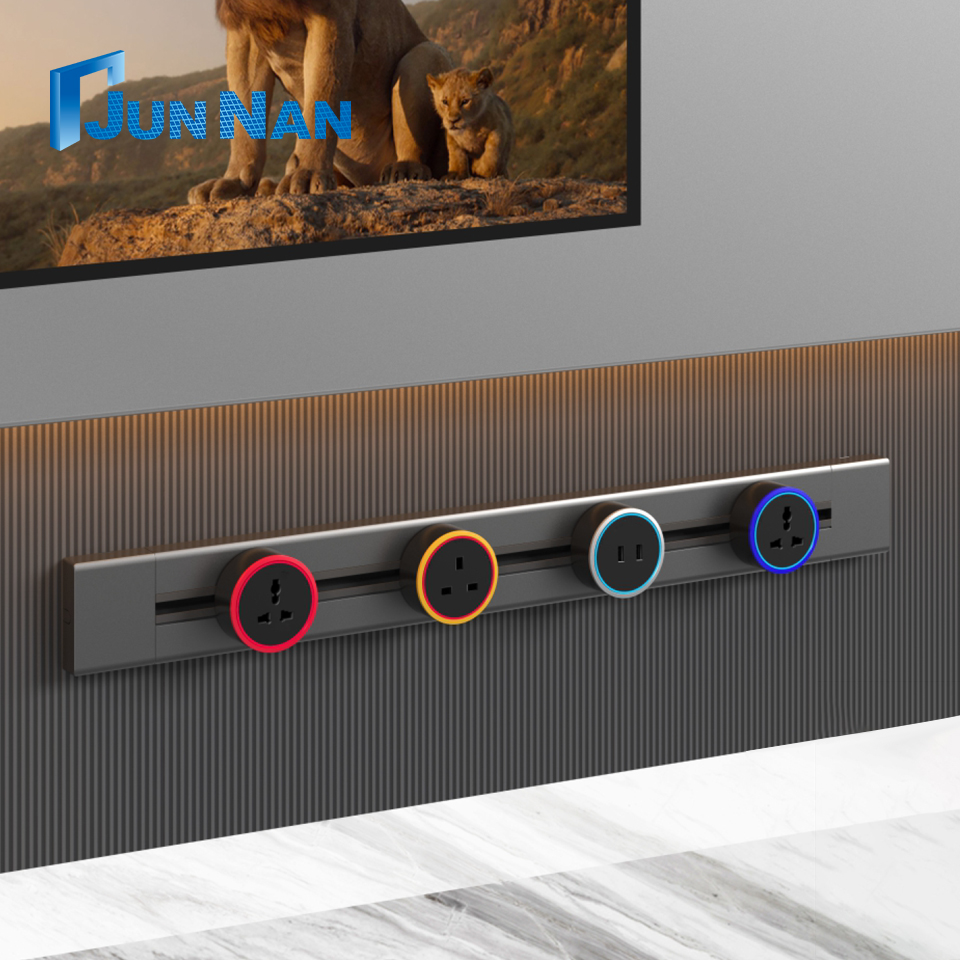 Popular Waterproof Wall-Mounted Rail Socket Furniture Kitchen Track Aluminum Universal Power Track Socket For Kitchen
