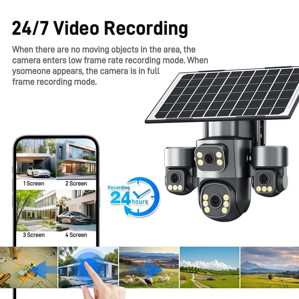 16MP Solar 4G Security Camera with Three Lens &amp; 24/7 Recording