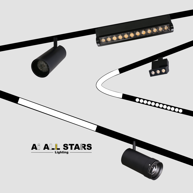 Indoor Lighting Ceiling 48V Embedded Surface Mounting Custom Arc-Shaped Track Light System Curved Magnetic Track Rail