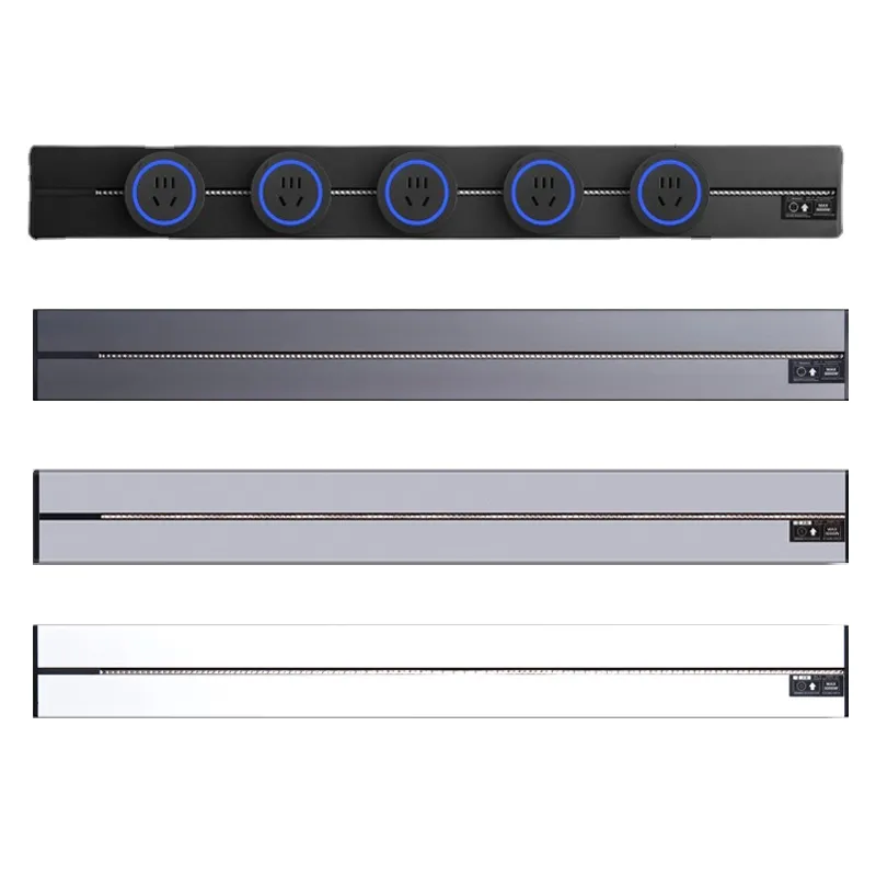 New Aluminum Wall Power Track Embedded/open Installation Power Track System Office Kitchen Use Power Track Socket